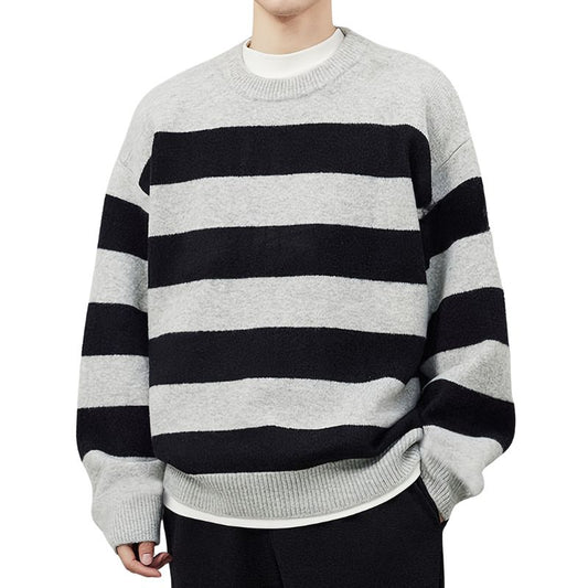 Men's Striped Knitted Pullover Sweater