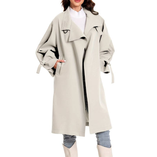 Women's Long Trench Coat with Pockets