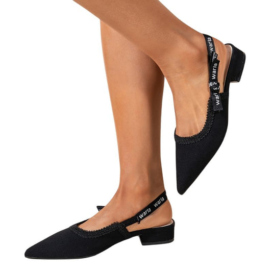 Women's Low-Heeled Shoes with Woven Straps