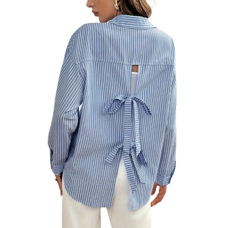 Women's Striped Tie-Back Blouse