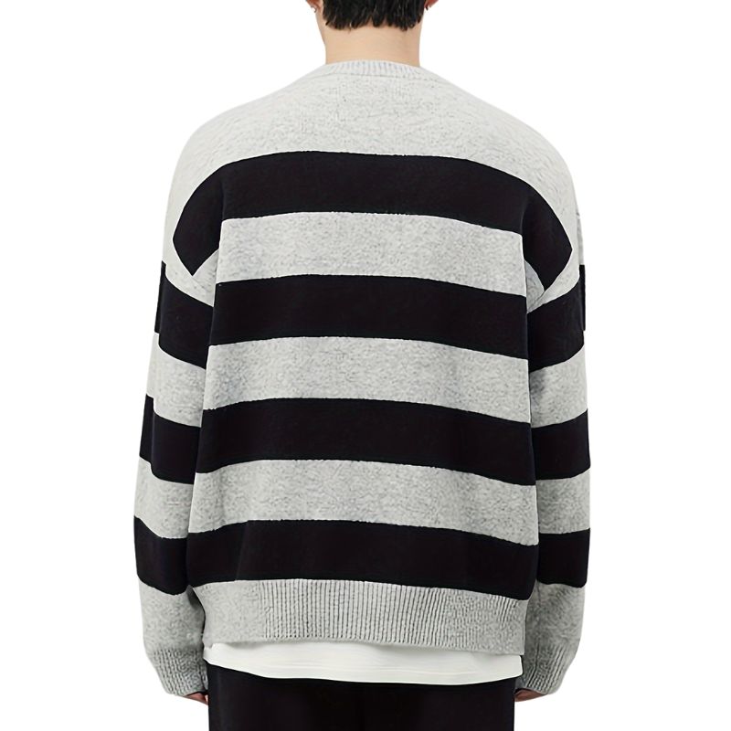 Men's Striped Knitted Pullover Sweater