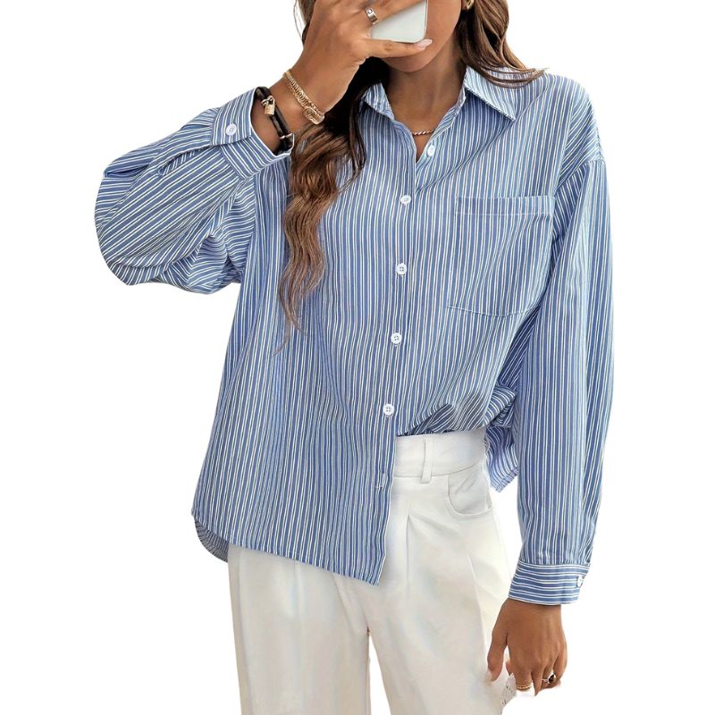 Women's Striped Tie-Back Blouse