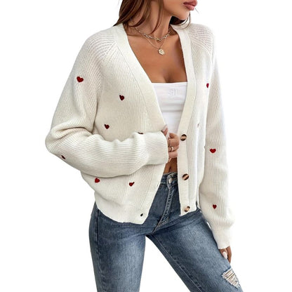 Women's Heart Pattern Knit Cardigan