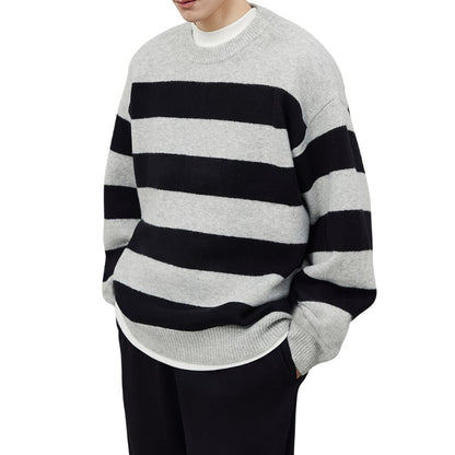 Men's Striped Knitted Pullover Sweater