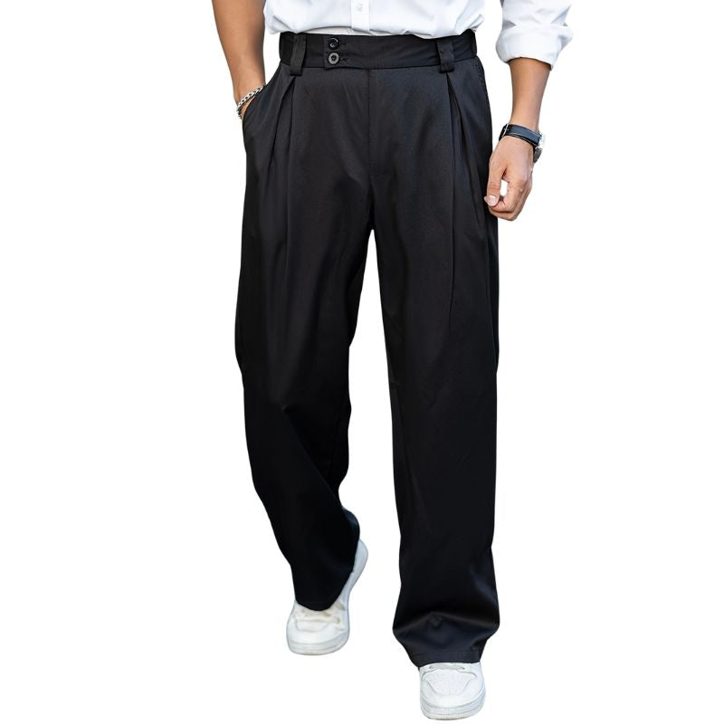 Men's Casual Trousers with Button Detail