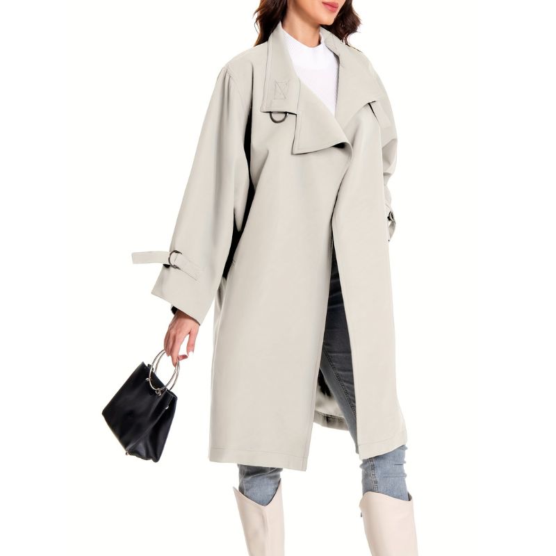 Women's Long Trench Coat with Pockets