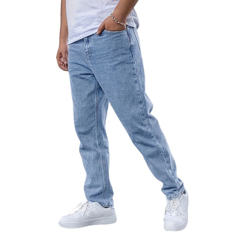 Men's Straight-Leg Denim Jeans with Pockets