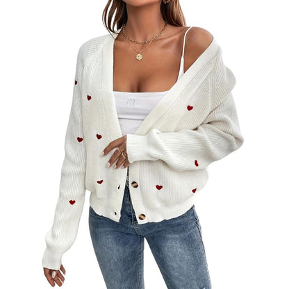 Women's Heart Pattern Knit Cardigan