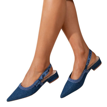 Women's Low-Heeled Shoes with Woven Straps