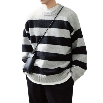 Men's Striped Knitted Pullover Sweater