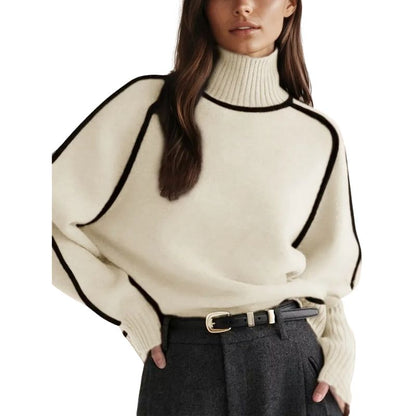 Women's High Neck Knit Pullover Sweater