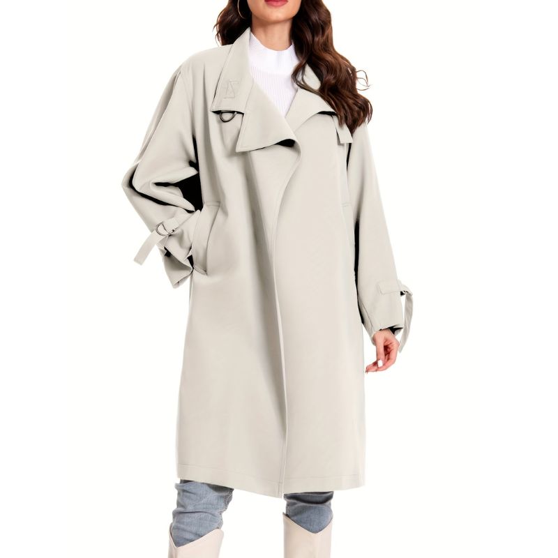 Women's Long Trench Coat with Pockets