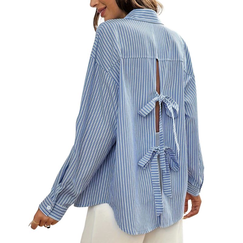 Women's Striped Tie-Back Blouse