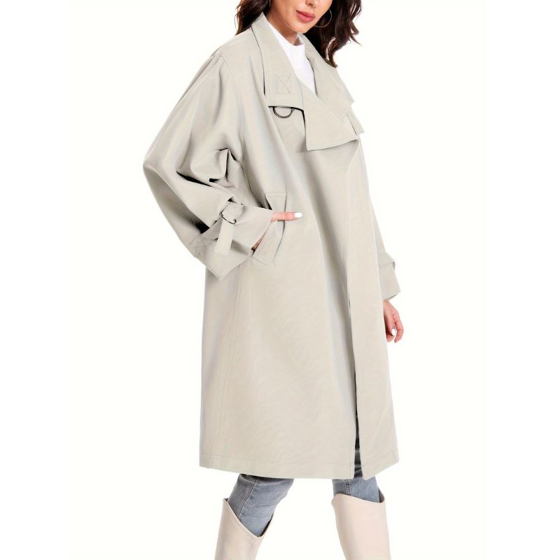 Women's Long Trench Coat with Pockets