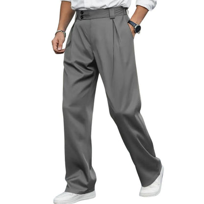 Men's Casual Trousers with Button Detail