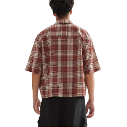 Men's Plaid Short Sleeve Button-Up Shirt