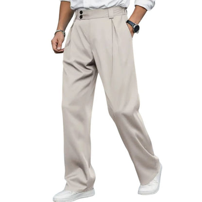 Men's Casual Trousers with Button Detail